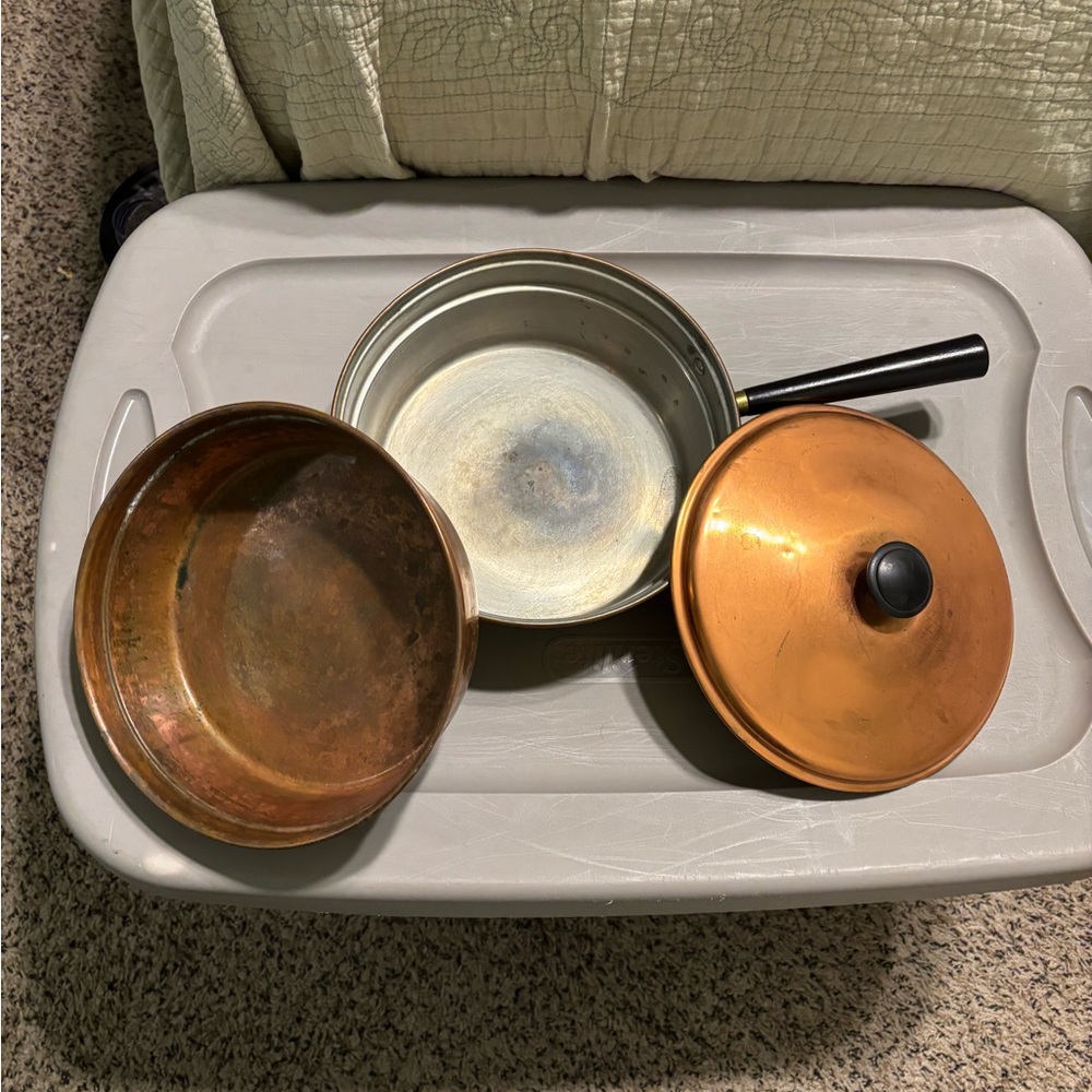 Copper Chafing Dish with Black Handle